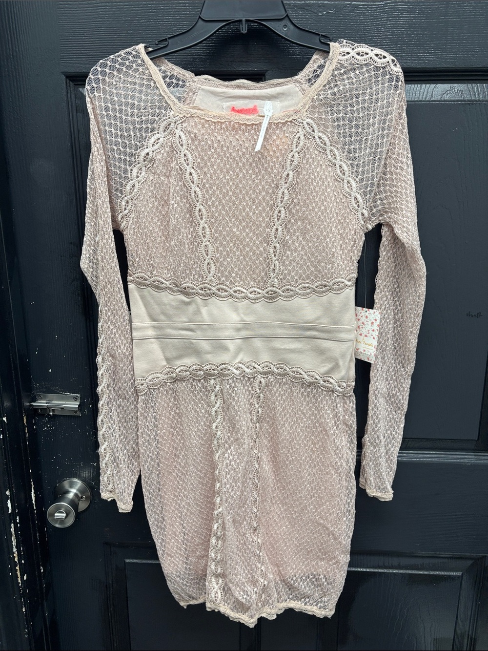 Free people lace label Long sleeve champagne colored dress